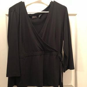 Black women’s dressy shirt v neck blouse